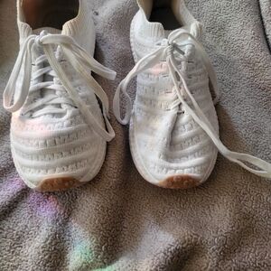 Danskin White Knit Kids Sneakers with Light Pink Accents